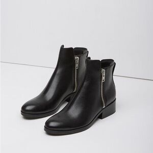 Phillip Lim Black Leather Ankle Booties with Silver Zipper